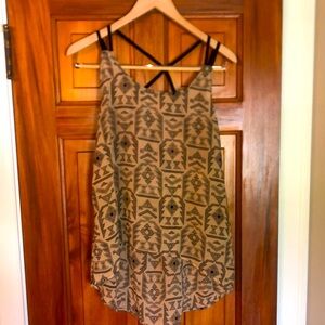 Sheer criss cross strap tank top